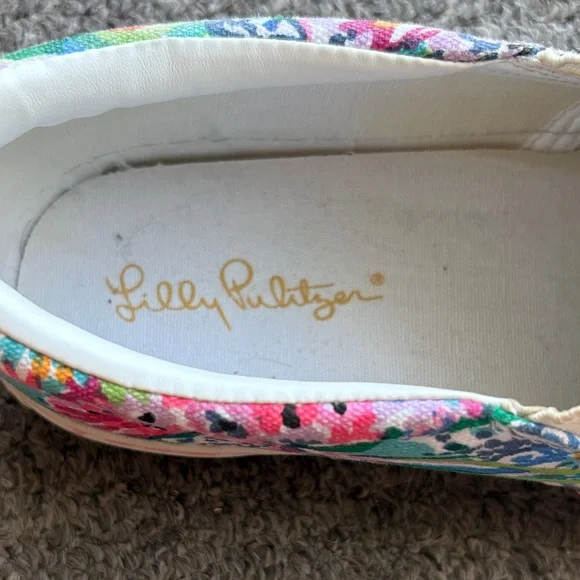 Lilly Pulitzer Women's Slip On Canvas Sneaker Shoes Tropical Floral; Sz: 8; EUC - Picture 2 of 7